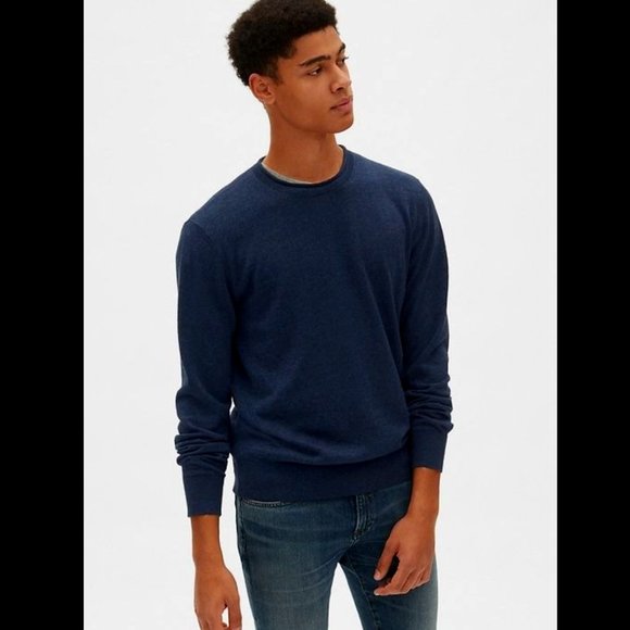 GAP Men's Crew Neck Pullover Sweater XL Medevial Blue NWT - Picture 1 of 5